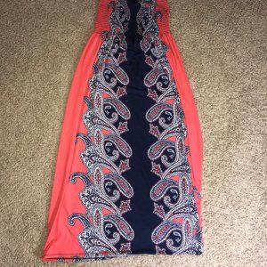 Magic Salmon and Blue Maxi Dress